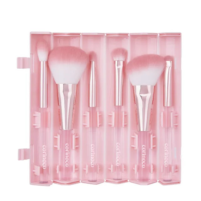 CORINGCO - Pink Roll Make Up Brush Set