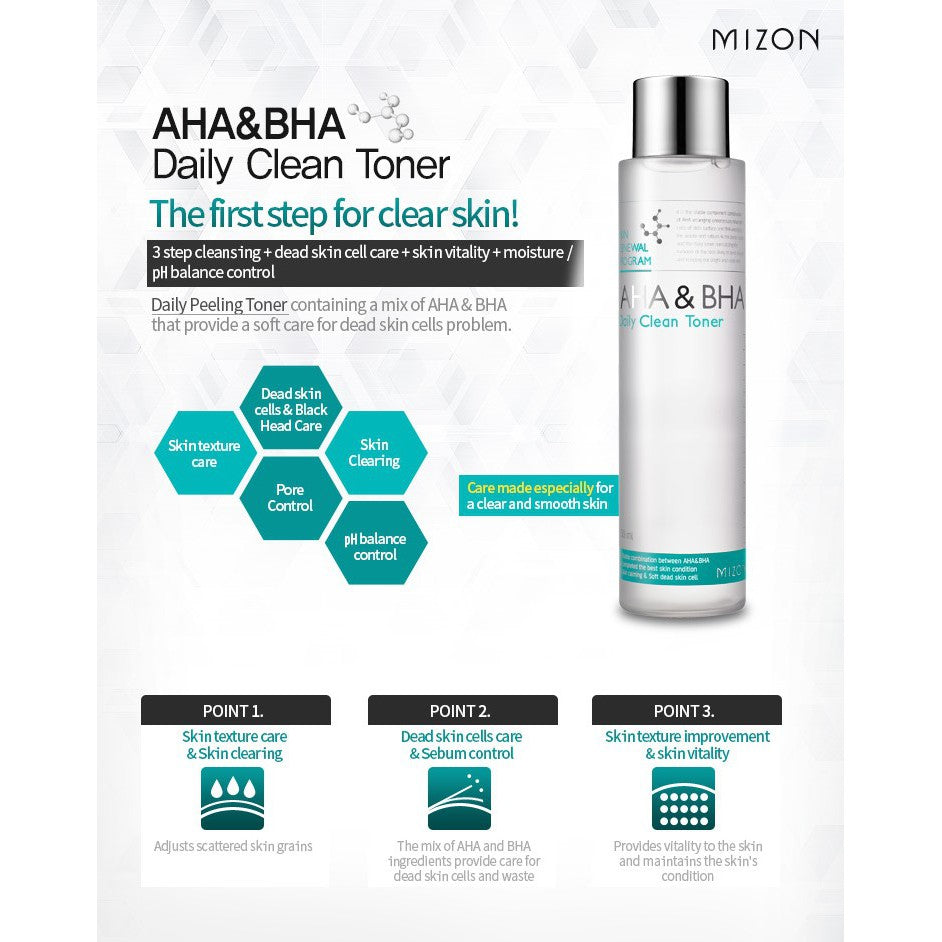 MIZON - AHA & BHA Daily Clean Toner – Korea Cosmetics BN