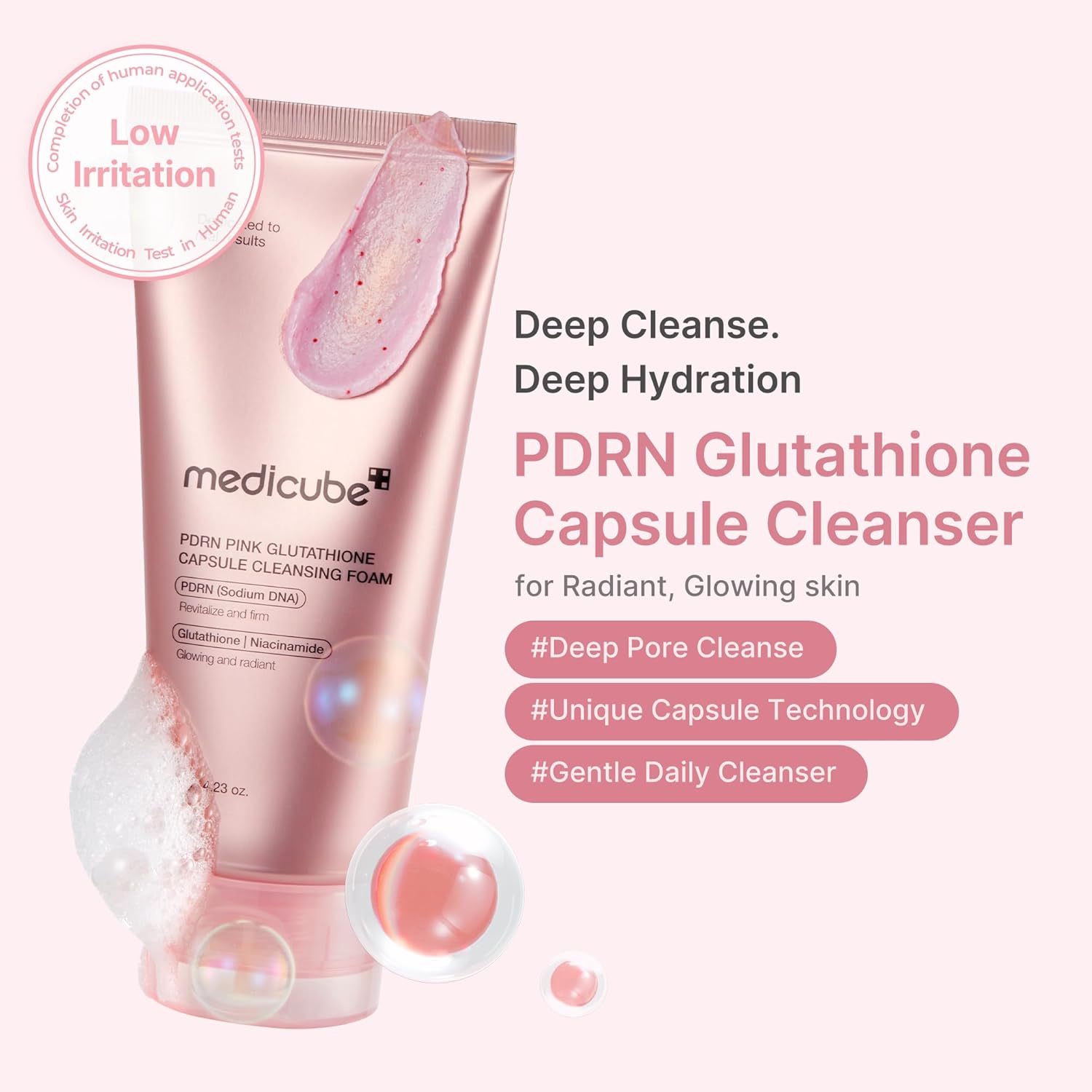 MEDICUBE - PDRN Pink Glutathione Capsule Cleansing Foam