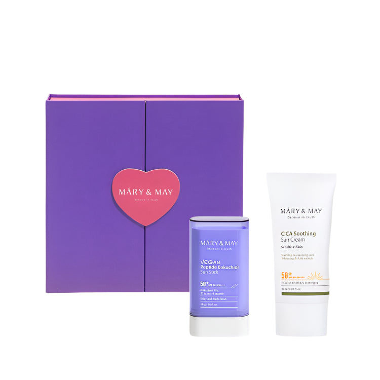 MARY & MAY - Cica Soothing Sun Cream + Vegan Peptide Bakuchiol Sun Stick Duo Set