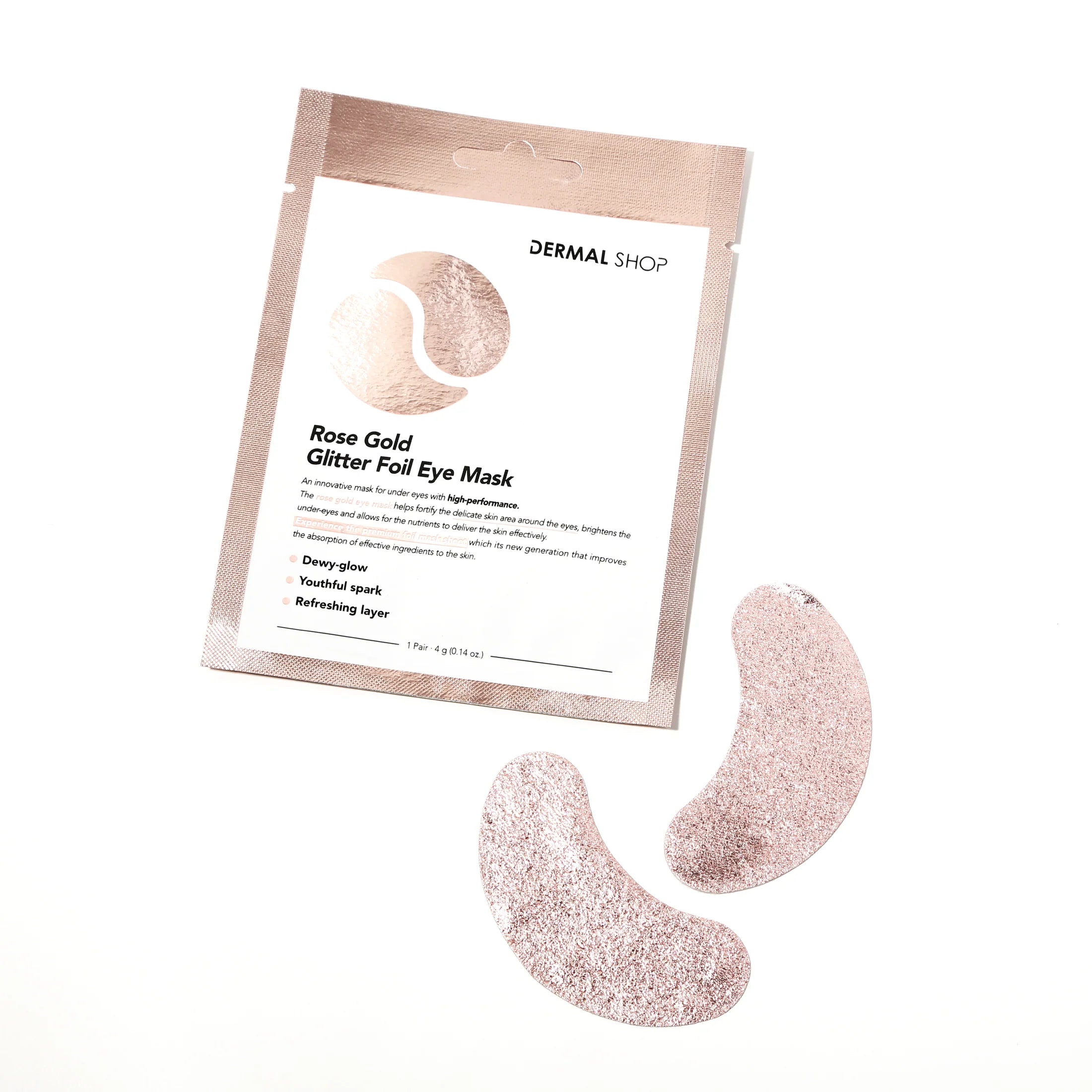 DERMAL - Rose Gold Glitter Foil Eye Mask