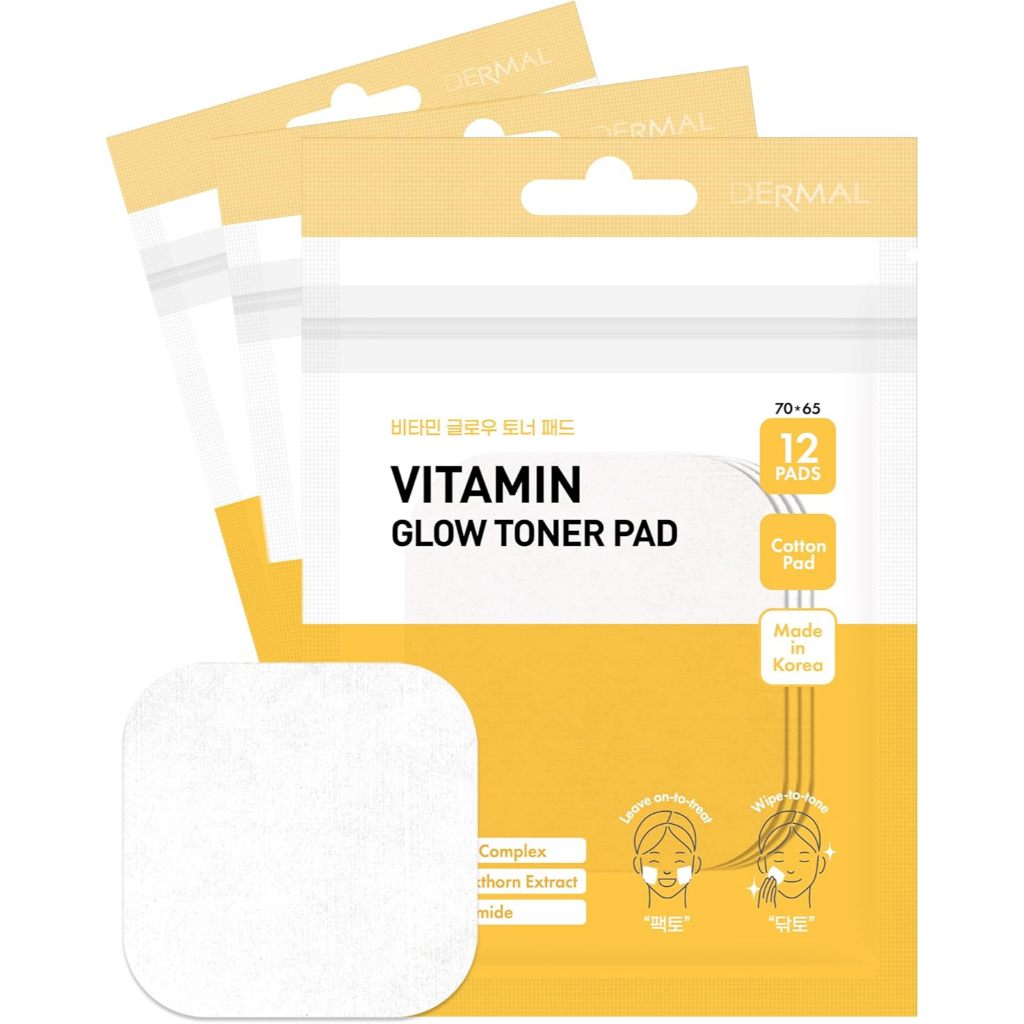 Dermal Pad DERMAL - Vitamin Glow Toner Pad 12 Pads - Korea Cosmetics BN