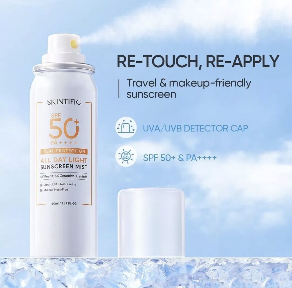 SKINTIFIC - All Day Light Sunscreen Mist SPF50 PA++++ - Korea